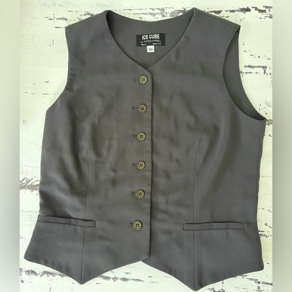 Ice Cube Gray/Dark Green Button-Up Vest